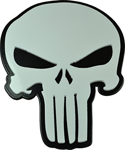Punisher Skull Trailer Hitch Plug (White with black backer)