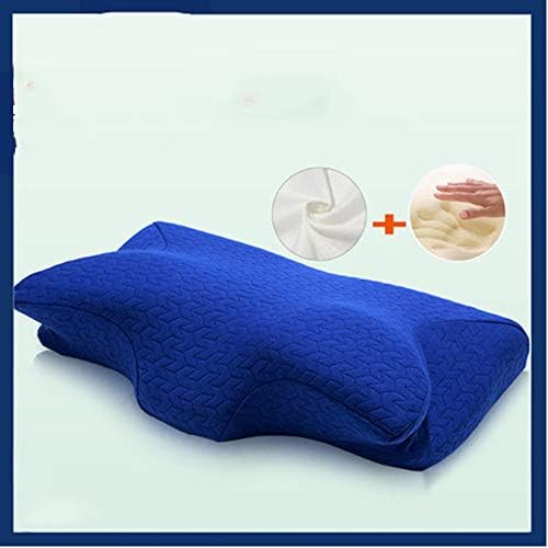Memory Foam Anti Snore Pillow Neck Orthopaedic Pillows for Side Sleeper Cervical Pillows for Neck and Shoulder Pain with Great Soft Comfortable Washable Cover,60*35*13/8.5/7.5CM, Navy Blue/Navy