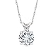 14K White Gold Created Moissanite from Charles & Colvard Solitaire Pendant Necklace For Women (0.50 Cttw, Round 5MM Forever Brilliant with 18 Inch Chain)