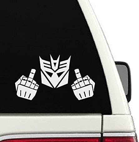 Transformer Decepticon Giving The Finger Car Decal-6x10