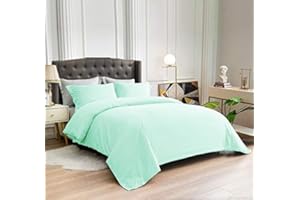 La Calypso Bedding 100% Cotton 600 Thread Count Duvet Cover, 1 Piece Duvet Cover with Zipper Closure & Corner Ties, Comforter Cover (King/California King Size, Aqua)