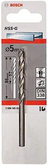 Bosch Professional 1x Metal Drill Bit HSS-G DIN 338 Ø5 x 52 x 86 mm