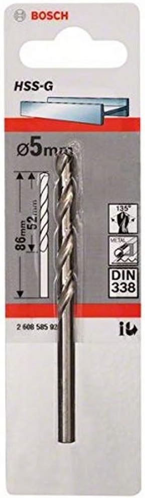 Bosch Professional 1x Metal Drill Bit HSS-G DIN 338 Ø5 x 52 x 86 mm