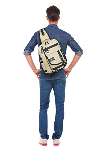 Messenger Bag for Men, Cross Body Shoulder Sling Bag Travel Outdoor Gym Backpack Khaki 1