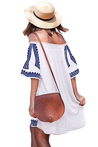 boldgal women's one piece summer printed cover-up (white)