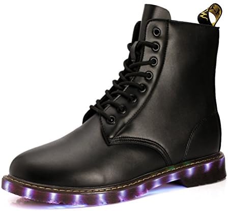 Ousaier Men &amp; Women Combat Boots Light Up Shoes USB Charging LED Shoes