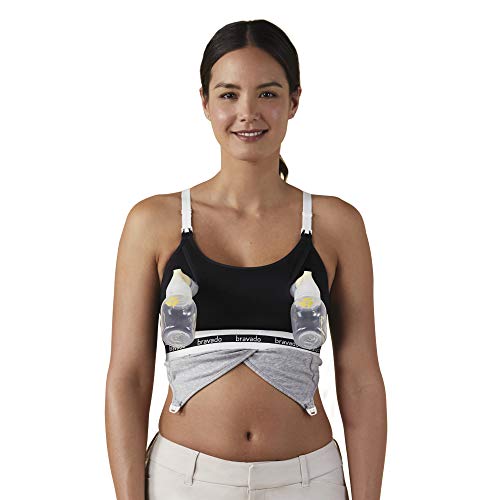 BRAVADO! DESIGNS Women's Maternity Clip and Pump Hands-Free Nursing Bra Accessory, Black, Large - Thumbnail 4