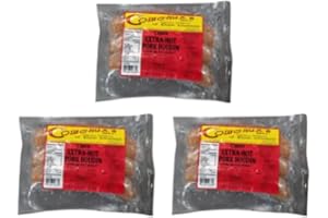 CREOLE FOODS Comeaux's Extra Hot Pork Boudin (Pack Of 3) - Spicy Louisiana Cajun Boudin, Perfect for Any Meal, Perfect for Grilling and Frying, Geaux Eat More Boudin