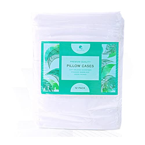 Glarea Pillow Cases Standard Size Bulk 24 Pack White Pillow Cases