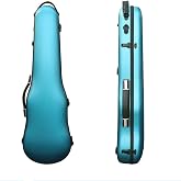Vetimobato Violin Case for 4/4 &amp; 3/4 Size &ndash; Carbon Fiber Hard Shell Fiddle Case with Adjustable Magic Fastener, 2 Bow Holder Lightweight &amp; Protective Travel Violin Box for Student &amp; Adults (Blue)