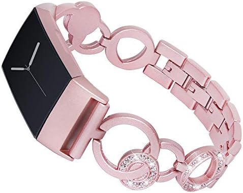 Fitbit Charge 3 Watch Band, Sansee Sansee Stainless Steel Bracelet Smart Watch Replacement Band Strap For Fitbit Charge 3 (Pink)