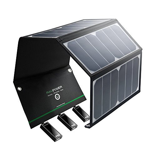 Solar Charger RAVPower 24W Solar Panel with Triple USB Ports Foldable Portable High Efficiency Outdo