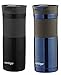 Contigo Snapseal Vacum Insulated Stainless Steel Travel Mug, 20-Ounce, Matte Black/Placid blue, 2-Pack