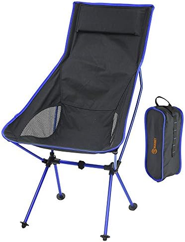 MAIBET Camping Chair with Pillow Portable Beach Seat, Ultralight Outdoor Hiking Chair Backpacking Trip Fold up Chair with Carry Storage Bag for Hiking Sporting Touring Fishing Outdoor Event(Navy blue)
