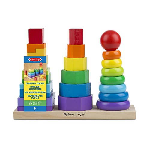 Melissa & Doug Geometric Stacker - Wooden Educational Toy
