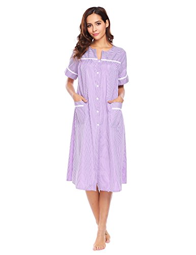 Ekouaer Duster Robe Womenâ€™s Sleepwear Comfortable and Casual Long Nightgown (Purple,S)