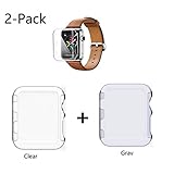 Apple Watch 1 Case , Sfmn 2- Pack iwatch 1 38mm Case Ultra-Slim Cystal Clear Full Coverage All-around PC Hard Cover Case for Apple Watch Series 1 38MM (Clear+Gray)( 2Pack-38MM)