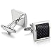 Jstyle Carbon Fiber Cufflinks for Men Shirt Unique Business Wedding 2 Pairs