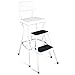 Cosco White Retro Counter Chair / Step Stool with Pull-out Steps, White