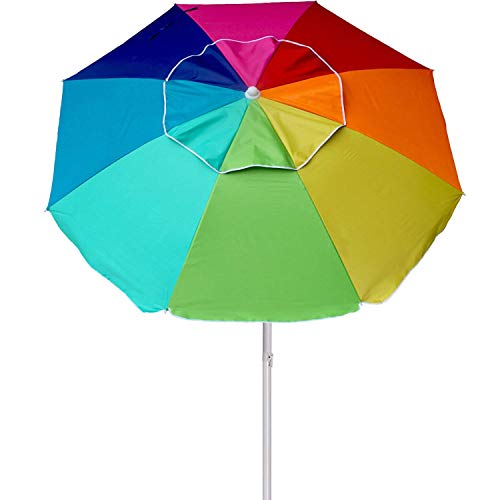 AMMSUN Beach Umbrella, 6.5ft air Vented with Tilt Steel Pole, Portable
