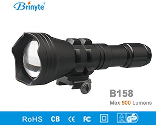 Brinyte B158 Convex Lens Zoomable LED Flashlight Torch Waterproof Outdoor Tactical Hunting Flash Light