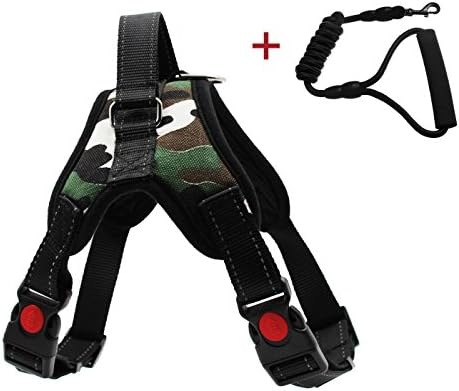 Dogs and Cats Easy Walk Harness by HENREK, Pet Walking Vest Harness and Matching Leash Set for Large Dogs and Small Dogs,The Union flag and Camouflage Pattern Harness Lead (Camouflage Pattern, L)