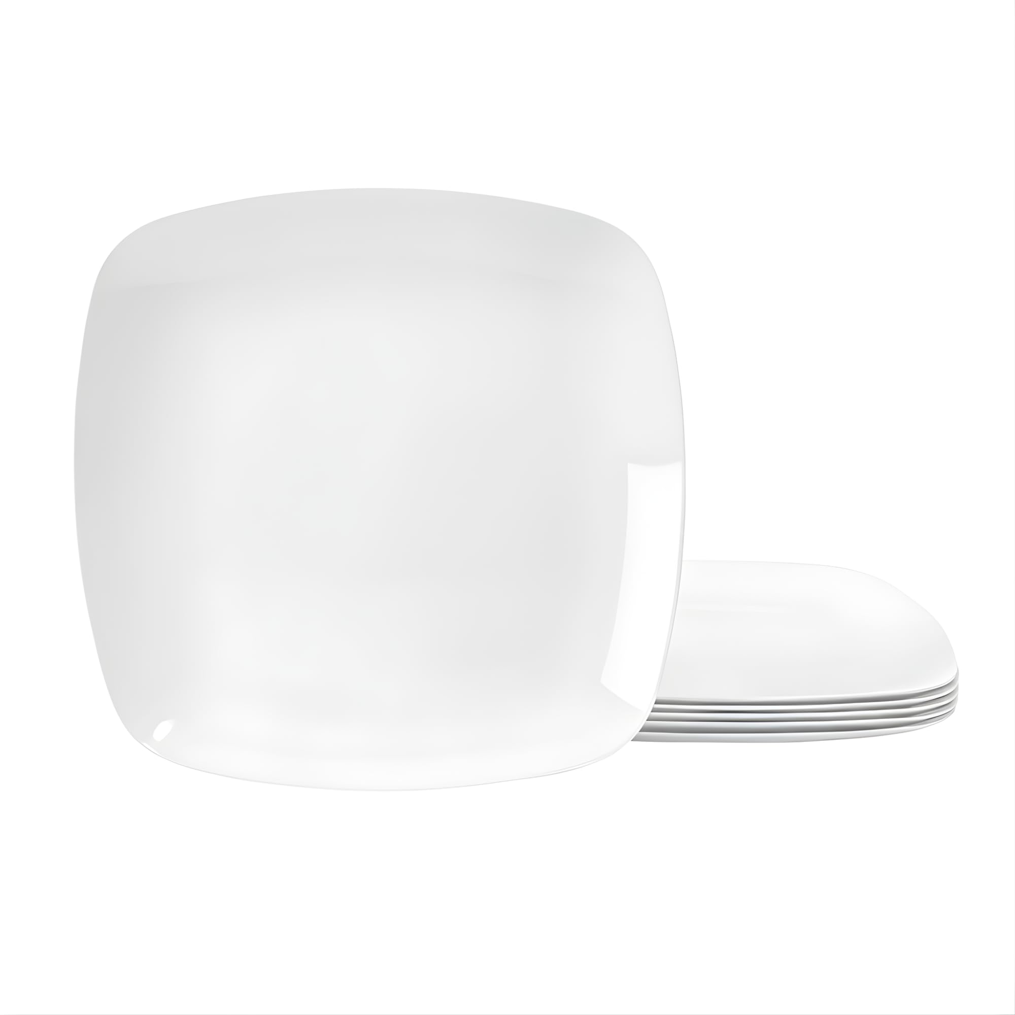 Photo 1 of TP 10.5" Melamine Square Dinner Plates, 6-piece Plate Set Unbreakable Serving Dishes for Indoors and Outdoors, Unbreakable Dinner Service for 6 (White)
