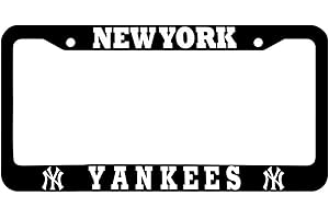 HDTVTV 1Pc for NY Yankee Black License Plate Frame,Metal License Plate Tag Gift for Yankee Fans