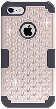 iPhone 7 Case, Jecce [Twinkle Series] 3in1 Studded Rhinestone Bling Hybrid Hard PC+ Soft Silicone Diamond Shockproof Case Cover for iPhone 7 4.7inch