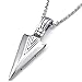 KONOV Mens Arrowhead Arrow Stainless Steel Pendant Necklace, Silver, 24