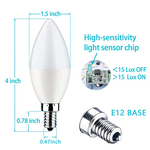 RYE Dusk to Dawn Light Bulb,E12 Candelabra Sensor Light Bulbs Auto On