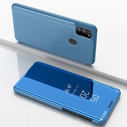 Grandcaser Samsung Galaxy M30s Case, S-View Flip Case Ultra Slim Translucent Mirror Smart Case Cover for Samsung Galaxy M30s -Blue