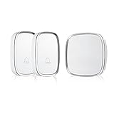Refoss Smart Wireless Doorbell with 2 Remote Buttons Transmitters (Batteries Provided) and 1 Plugin Receiver Operating at 500-feet Range with 36 Melodies, CD Quality Sound and LED Flash, White