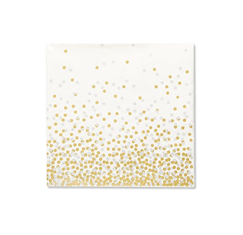 Pack of 20 Confetti Cocktail Size Paper Napkin Silver Gold 5