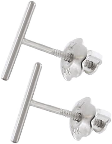 Automic Gold Solid 14k Yellow, White or Rose Gold Line Stud Screwback Earrings