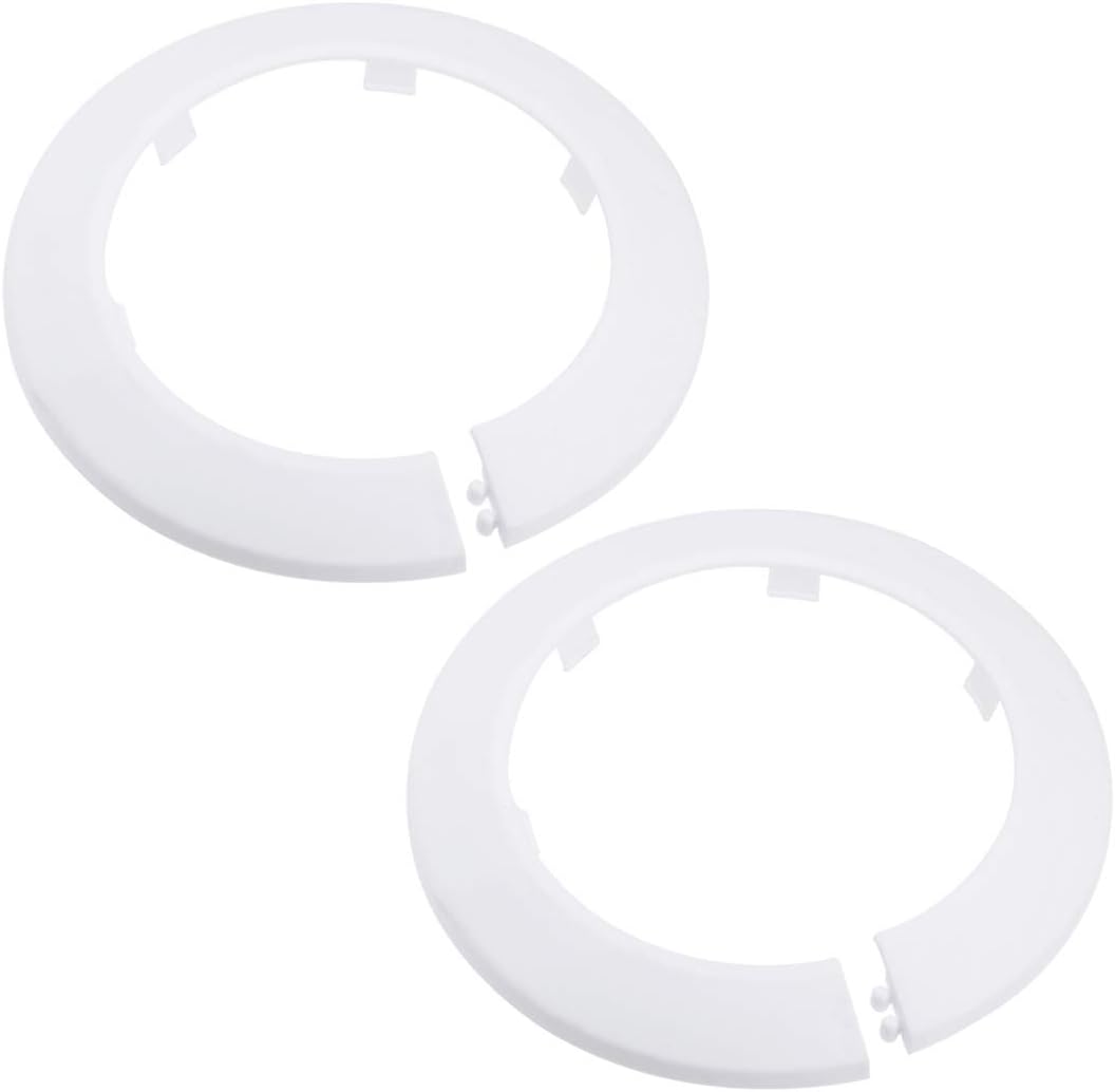sourcing map 89mm Pipe Cover Decoration PP Plastic Water Pipe Escutcheon White 2pcs, 90 mm