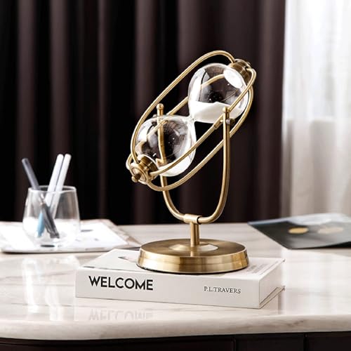 Golden Embossed Hourglass Timer - 15 Min, Desk Decor for Vintage & Office, Wedding Gifts (D)