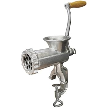 Weston #10 Manual Tinned Meat Grinder and Sausage Stuffer (36-1001-W), 4.5mm & 10mm plates, + 3 sausage funnels
