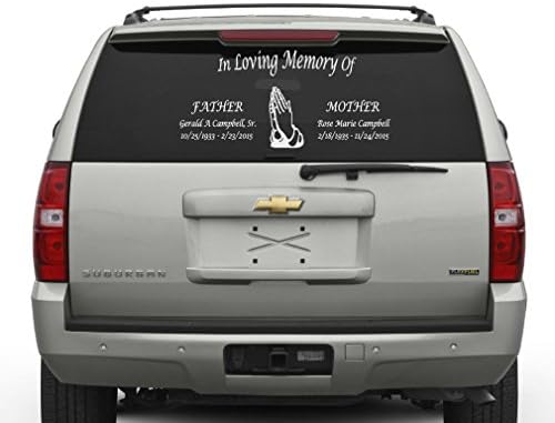 In Loving Memory Praying Hands Car Decal - 2 Names (#15)