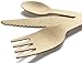 Disposable Wooden Cutlery Set |100 Forks, 50 Knives, 50 Spoons | Eco Friendly & Biodegradable, Compostable| 100% Natural Birchwood Cutlery (200 pieces)