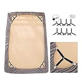 AE Life Bed Sheet Straps, 8 Pack Adjustable Triangle Heavy Duty Elastic Sheet Clips Corner Gripper Holder Fasteners for Fitted Bed Sheets, Mattress Pad Covers, Sofa Cushion - Black