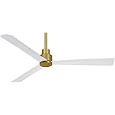 Minka-Aire F787-SBR/WHF, Simple 52 Inch Protruding Mount Ceiling Fan in Soft Brass with Flat White Blades, Remote Contro