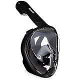 Vaincre 180° View Snorkel Mask Full Face Design Snorkeling - anti-fog and anti-leak Technology (Black without Gopro Mount S/M)