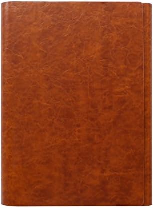 CYOS Premium Leather Three fold Notebook , Journal Hard Cover Refillable NoteBooks Loose Leaf Diary Notepad A5 with Pen Loop &amp; Business Card Holder for Women Men Office Travel (brown)