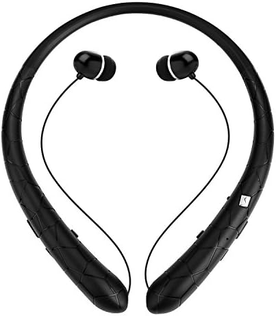 Bluetooth Headset Retractable Neckband Stereo Headphones Newest Design Surface Earphone with Mic (black)