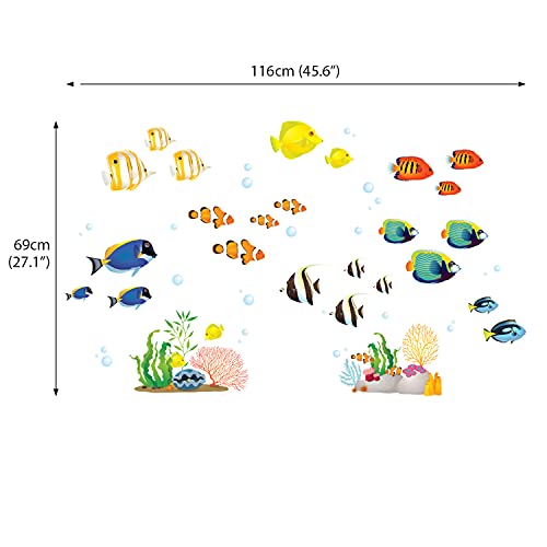 DECOWALL DWT1811 Coral Reef Fish Kids Wall Stickers Wall Decals Peel and Stick Removable Wall