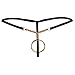 FEESHOW Men's C Strap G String Thongs Underwear with Mental O Rings (One Size, Black Gold)