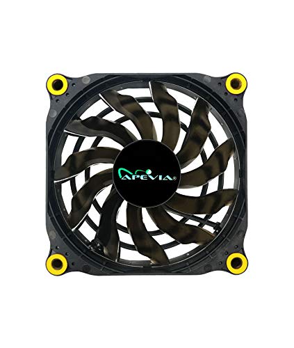 image for APEVIA 512L-DYL 120mm Silent Black Case Fan with 15 x Yellow LEDs & 8 