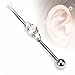 Industrial bar 316L Surgical Steel Three Linked CZs Industrial Barbell 1 1/2