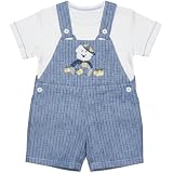 Sika Cotton Sleeveless Bodysuit&Half Sleeves T-Shirt Embroidered Bear For Boys-Baby Blue&White-18Months